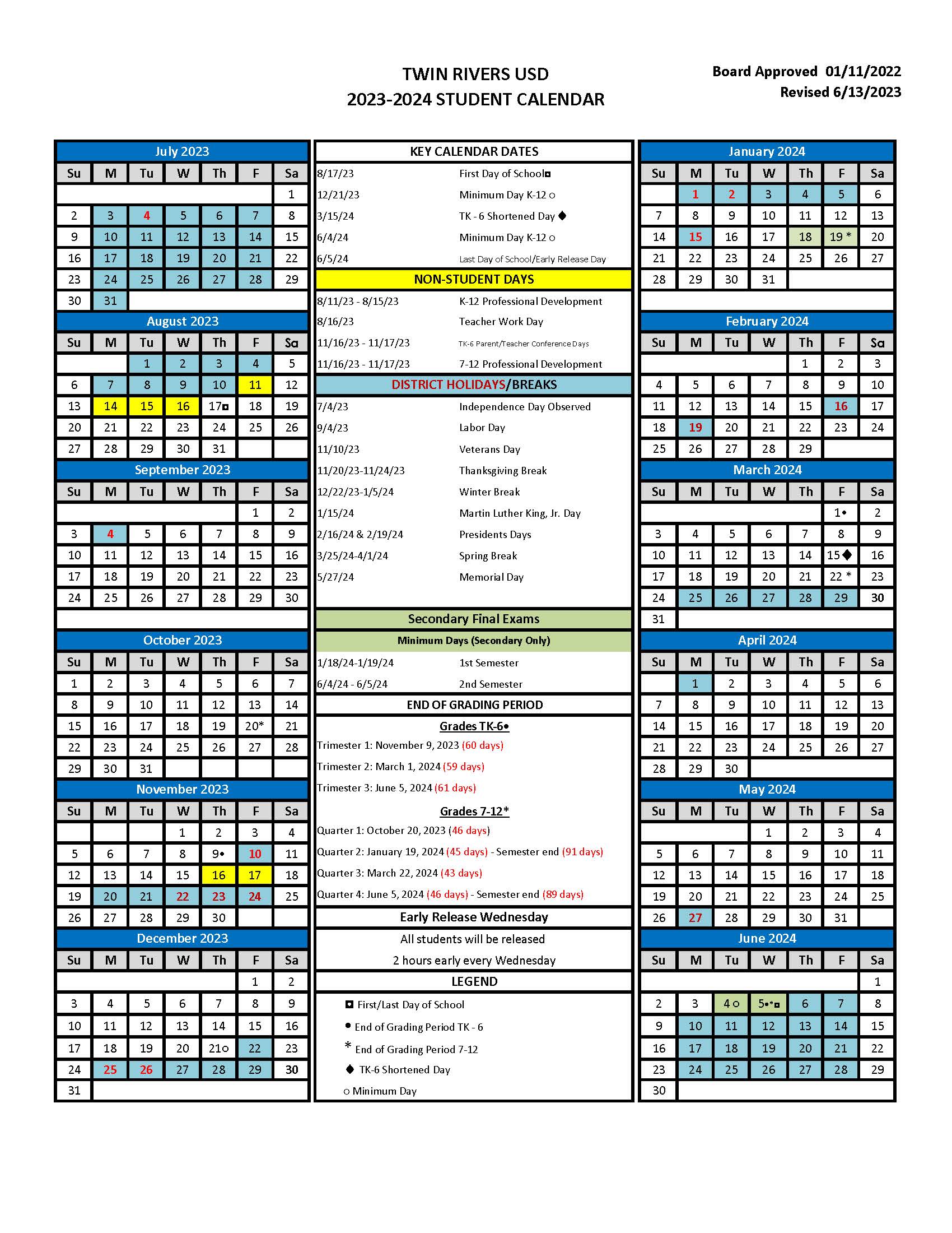 Fairbanks Elementary - 2023-2024 School Calendar